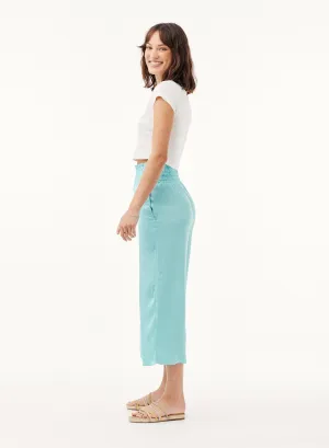 Smocked Wide Leg Crop Pants - Crystal Water