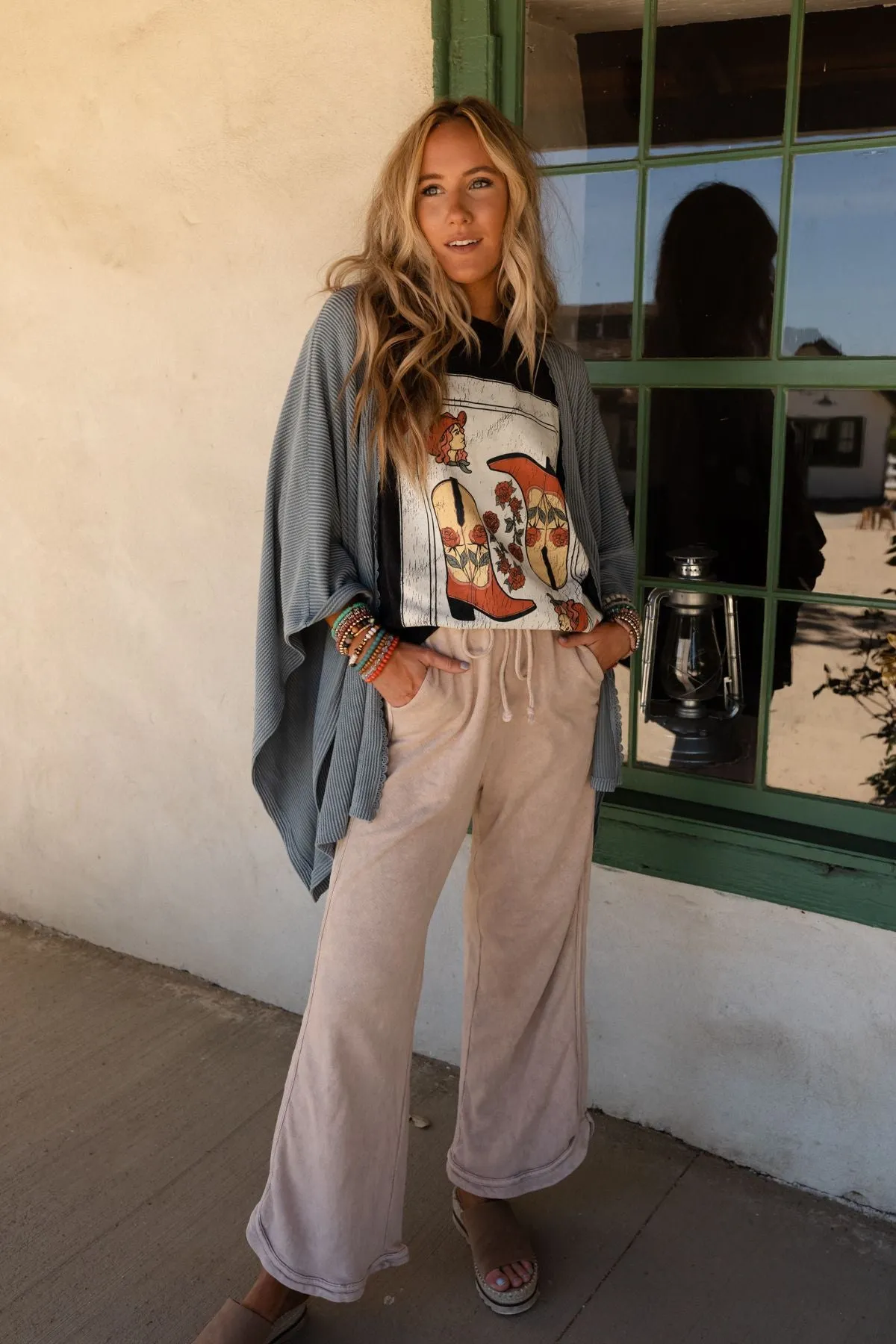 So Comfy Wide Leg Pant Full Length - Taupe