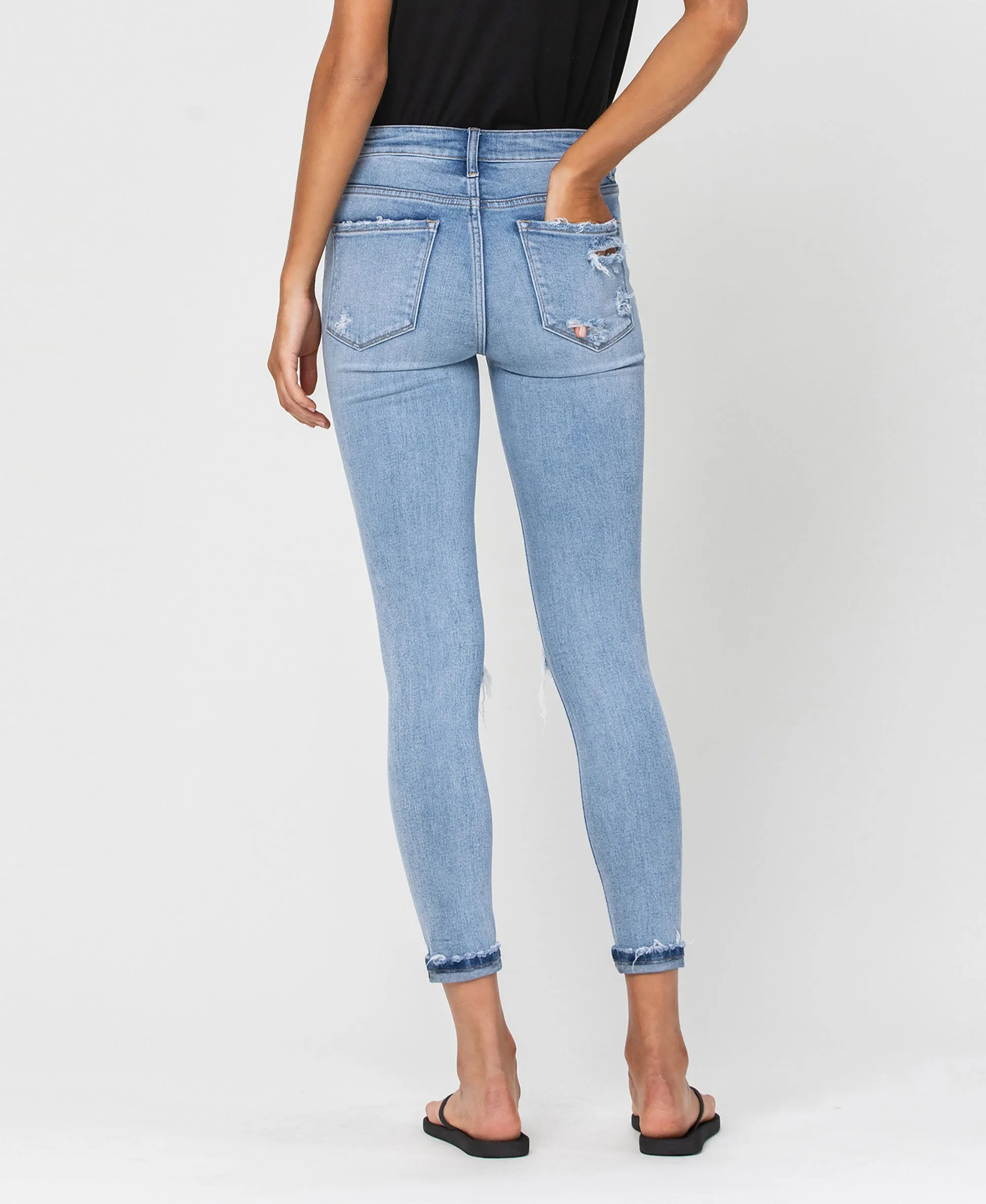 Sunney - High Rise Button Up Cuffed Skinny Jeans