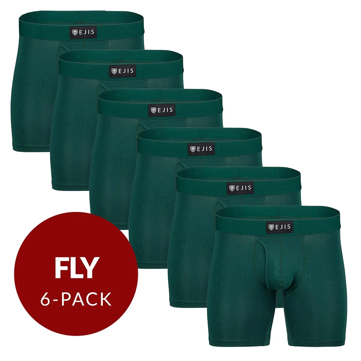 Sweat Proof Men's Boxer Briefs with Fly - Green 6-Pack