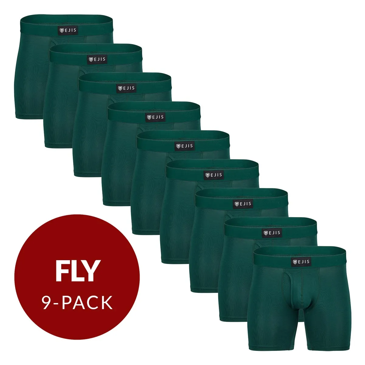 Sweat Proof Men's Boxer Briefs with Fly - Green 9-Pack