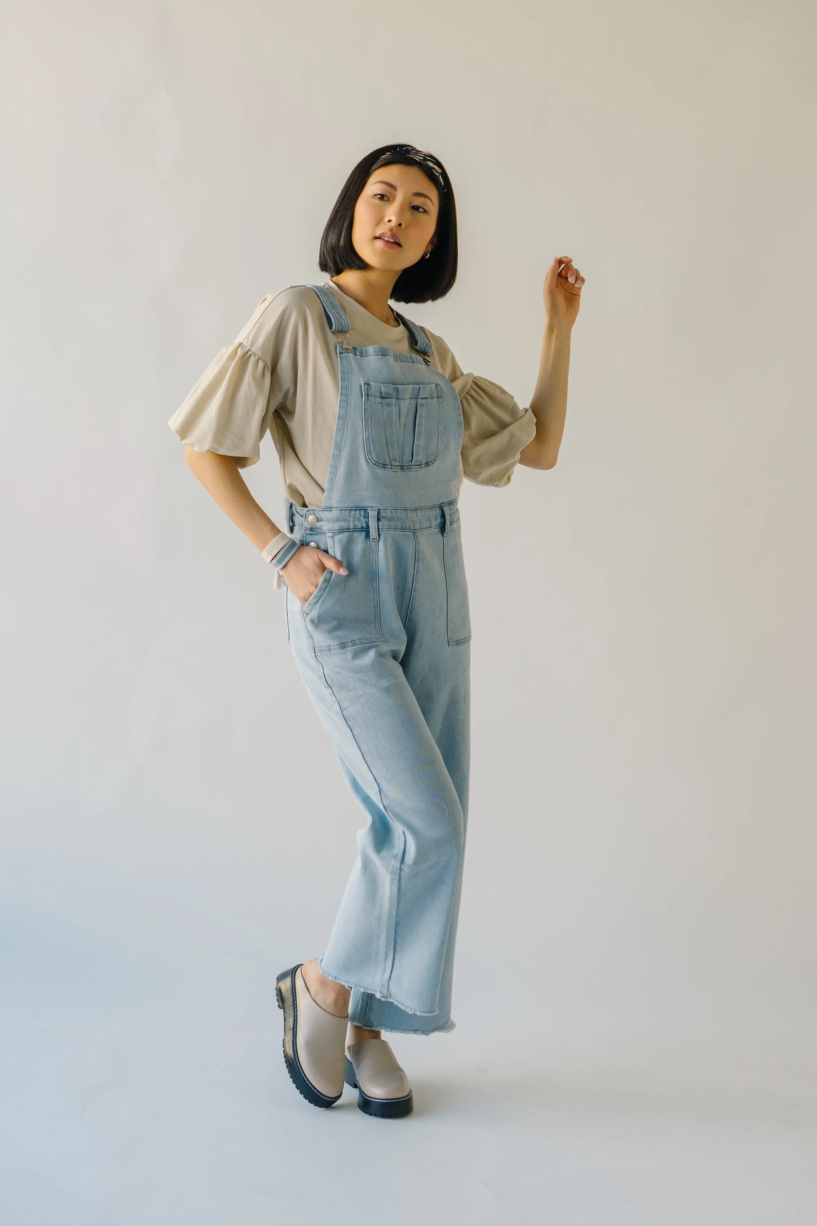 The Fairbanks Wide Leg Overalls in Light Denim