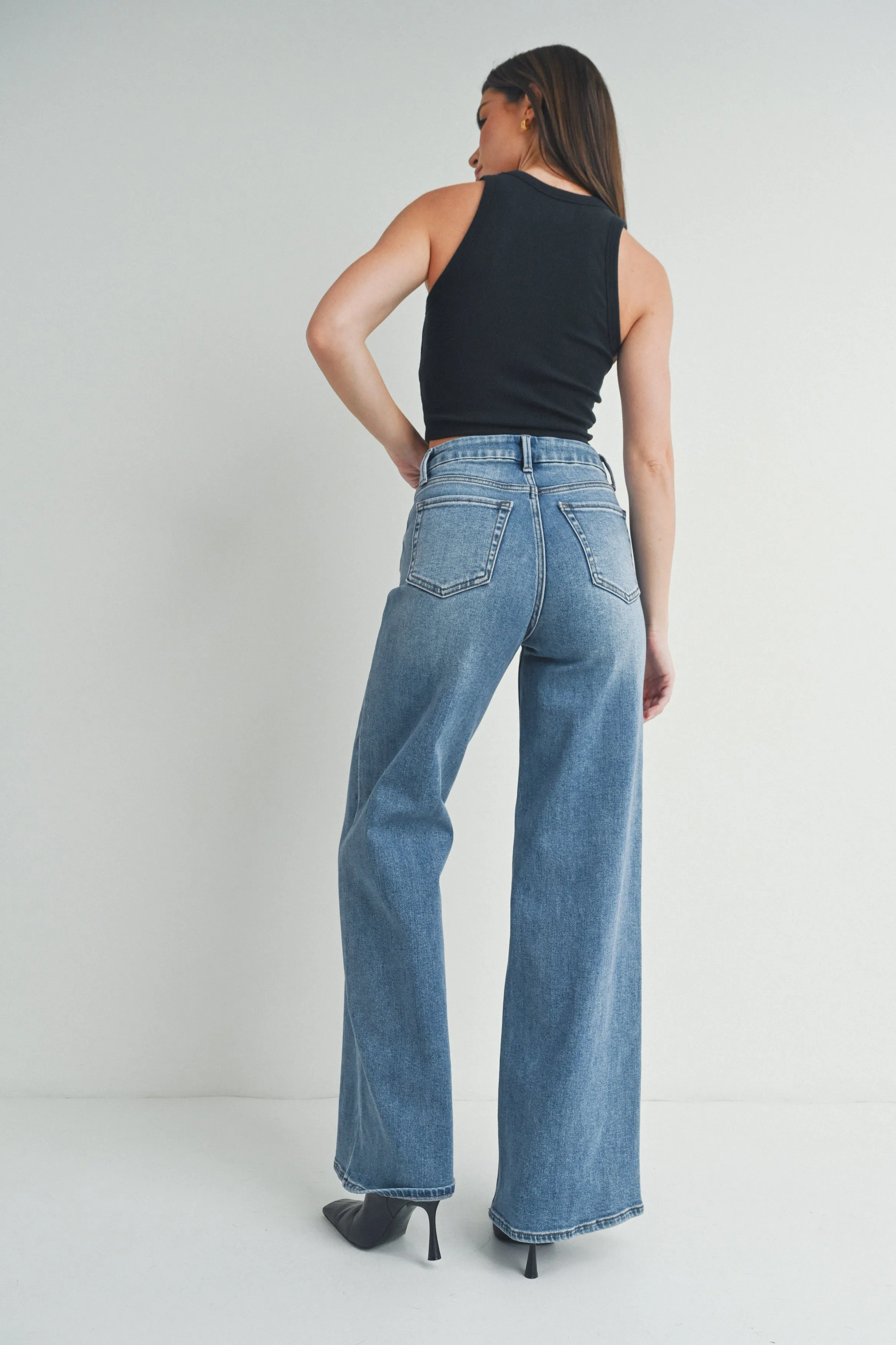 The 'Hi Rise Palazzo Wide Leg Denim'