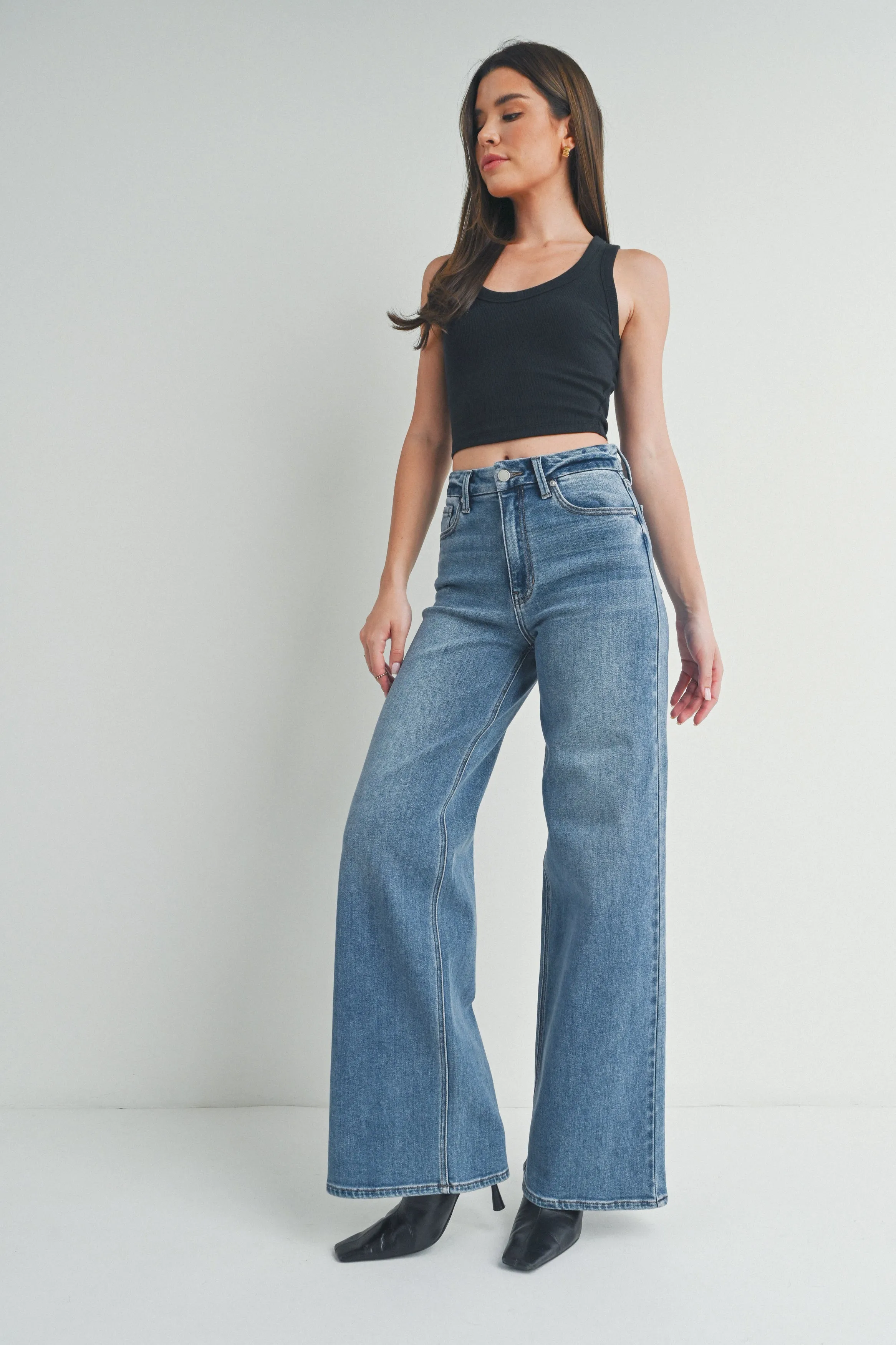 The 'Hi Rise Palazzo Wide Leg Denim'