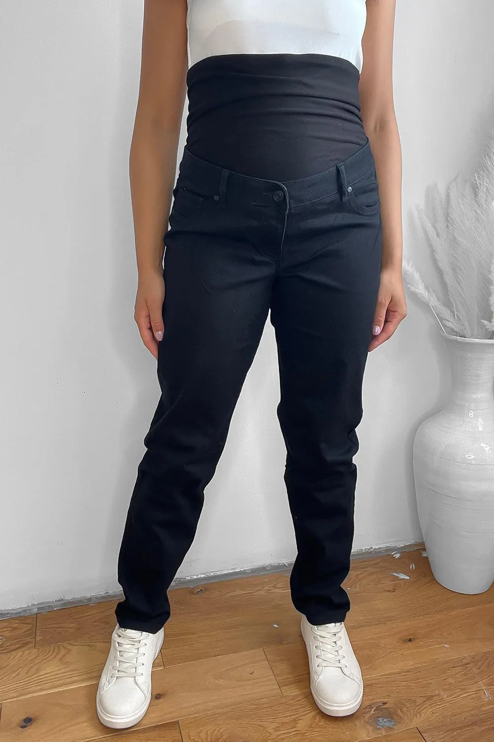 Thick Cotton Blend Bump Support Maternity Jeans