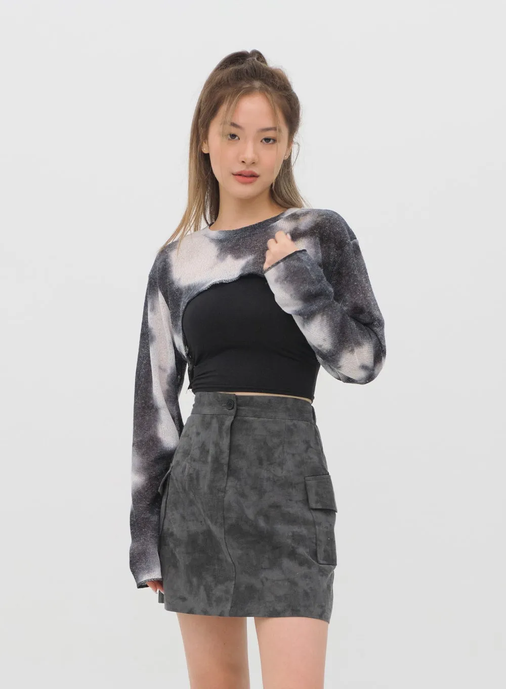 Tie Dye Cargo Mini Skirt CM11