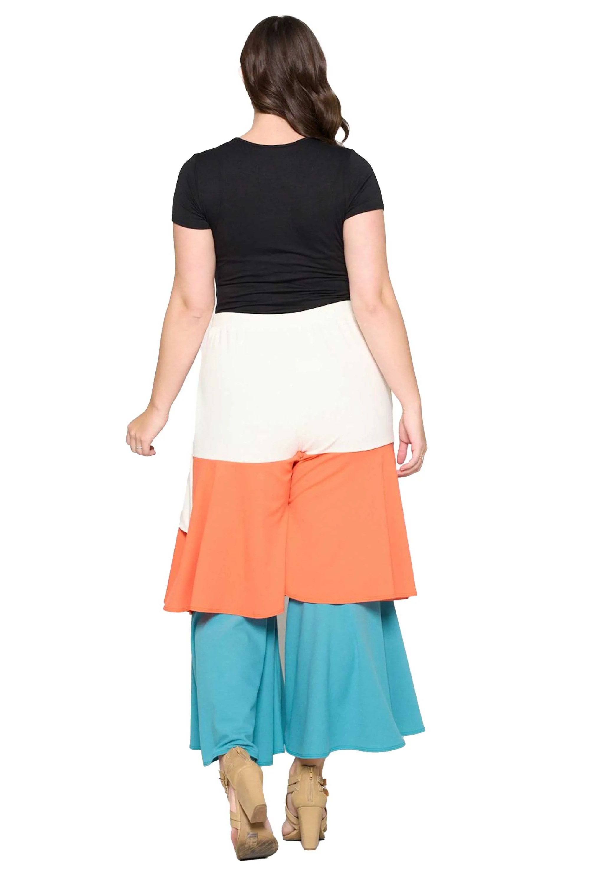 Tiered Colorblock Flare Pants