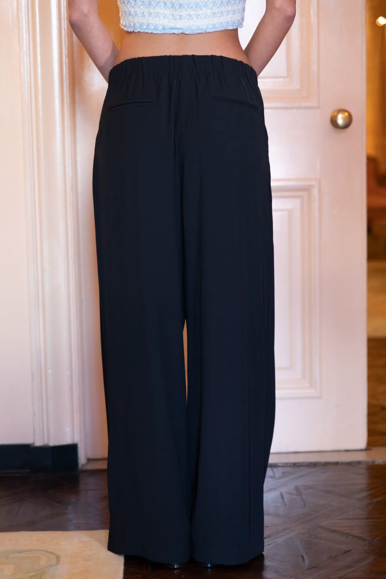 Tommy Low Waist Wide Leg Pleat Front Trouser