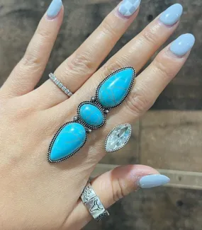 Western adjustable RHINESTONE && Turquoise RING