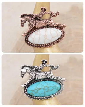 Western Bronc Turquoise adjustable RING