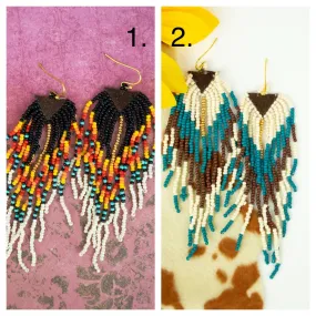 Western cowgirl seed bead earrings