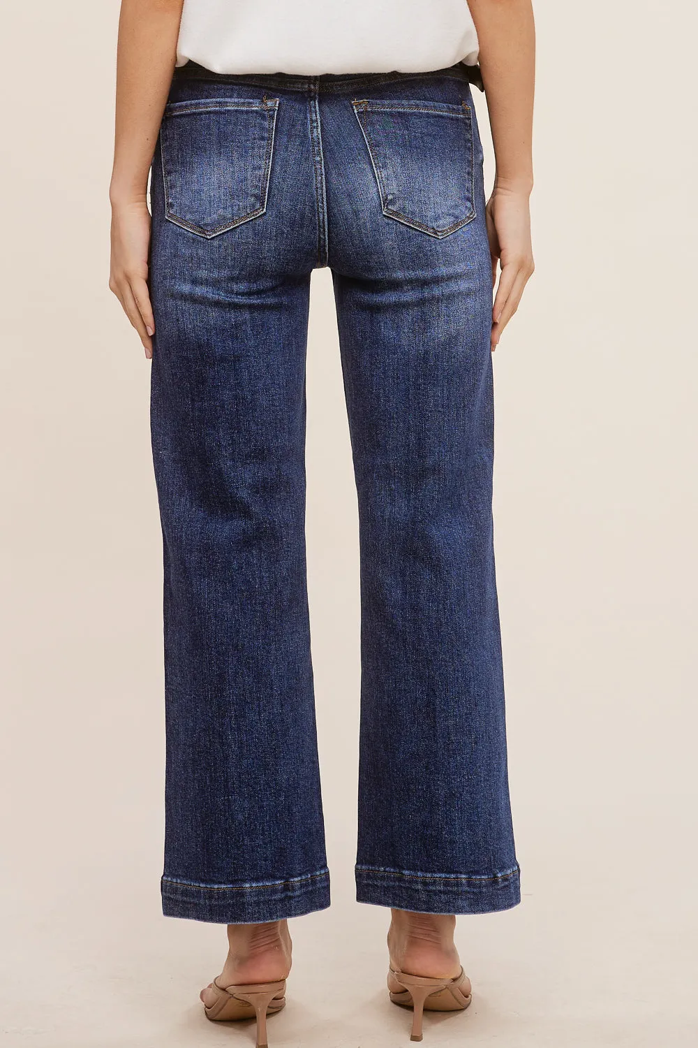 Wide Leg Front Stitch Denim