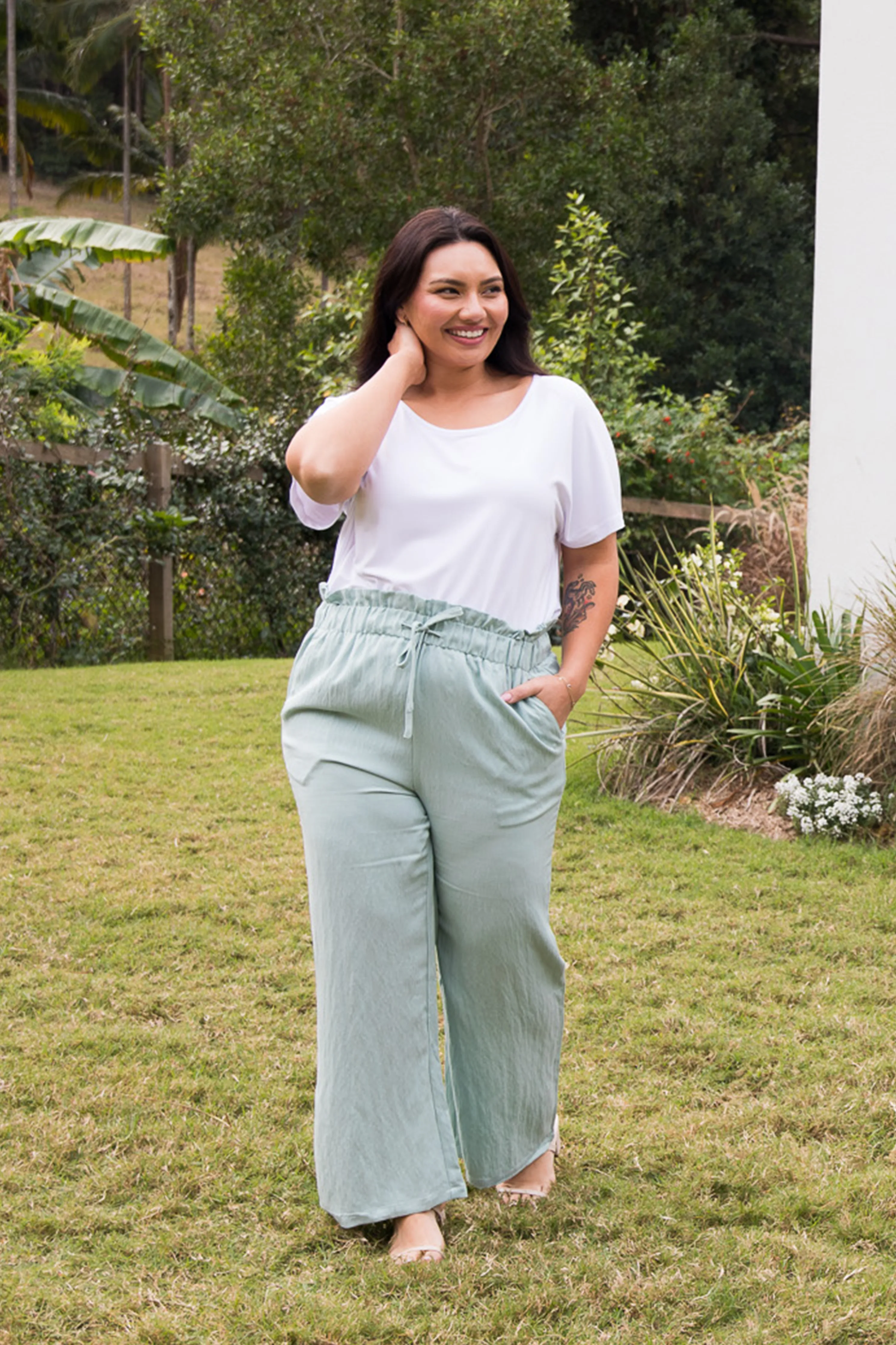 Wide Leg Olivia Pant in Mint