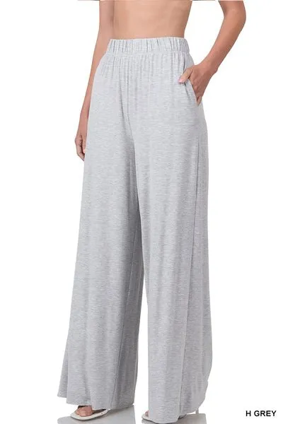 Women's Gray Plus Size Wide Leg Pants