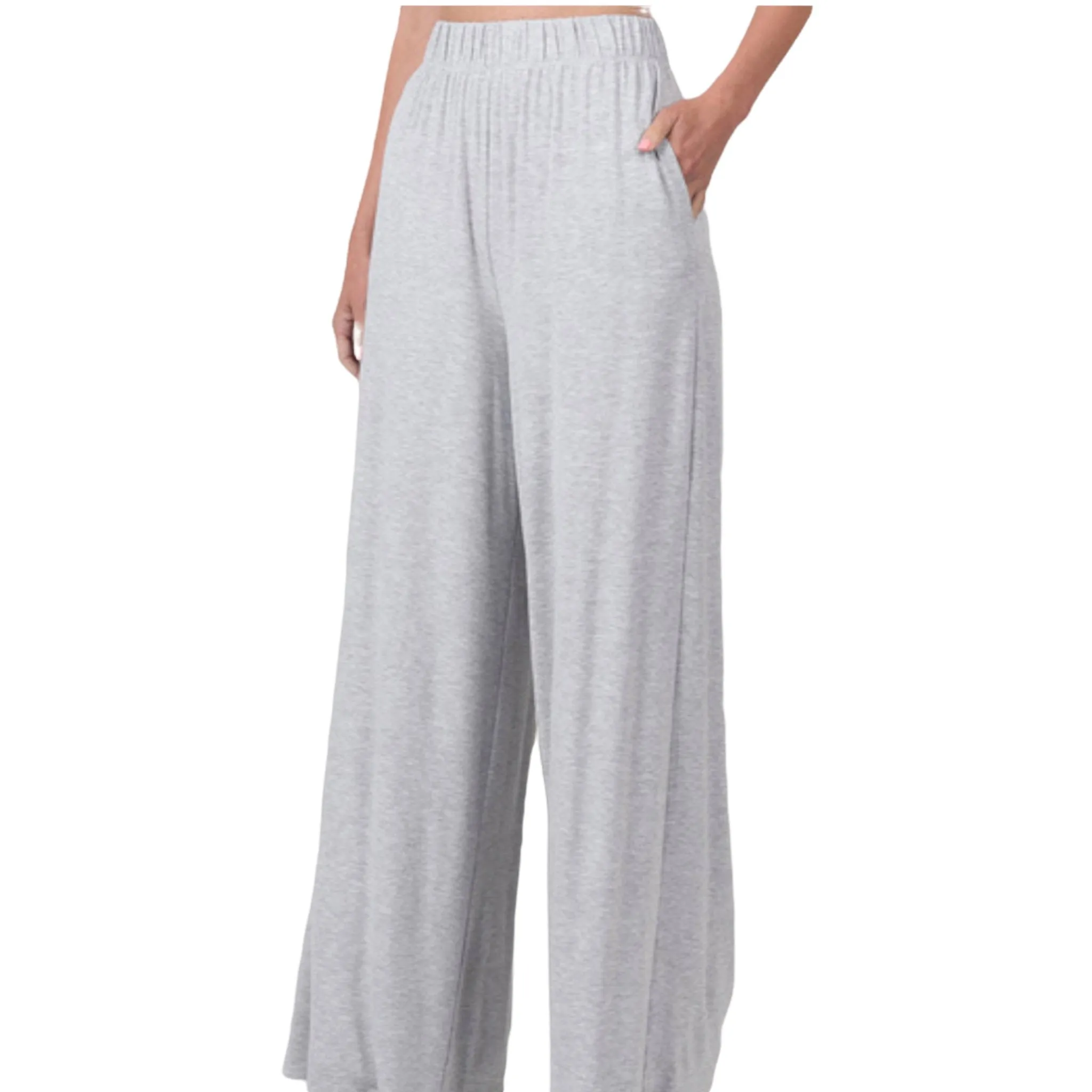 Women's Gray Plus Size Wide Leg Pants