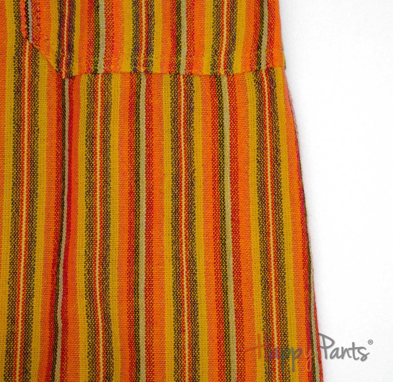 Striped Bohemian Youth Parachute Pants - Vibrant Yellow/Orange