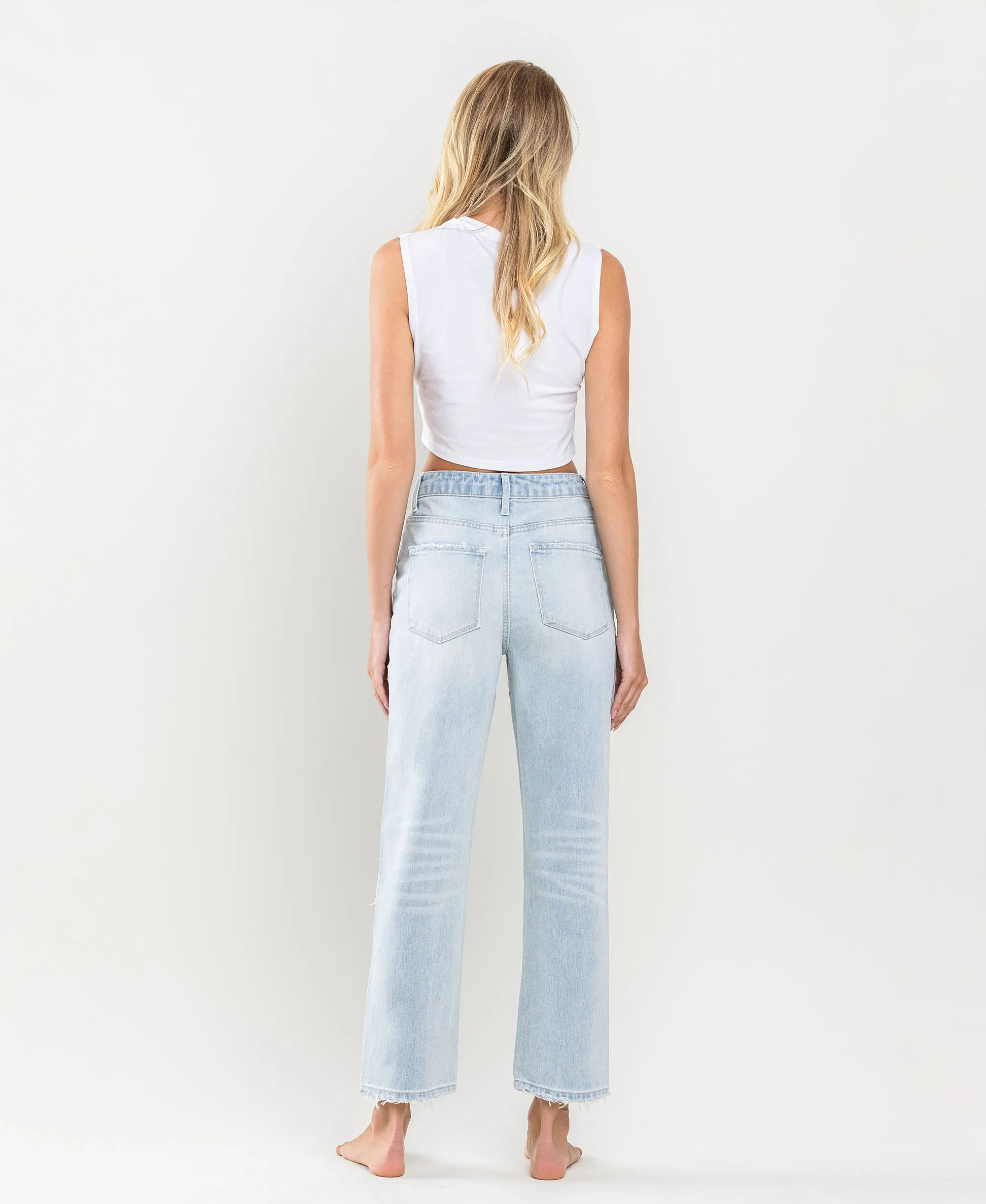 Youth - Super High Rise Distressed Crop Straight Jeans