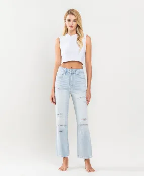 Youth - Super High Rise Distressed Crop Straight Jeans